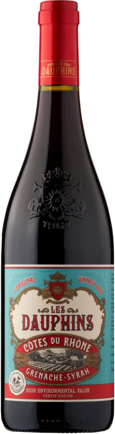 Cellier des Dauphins Les Dauphins Cotes du Rhone Rouge 2021  Front Bottle Shot