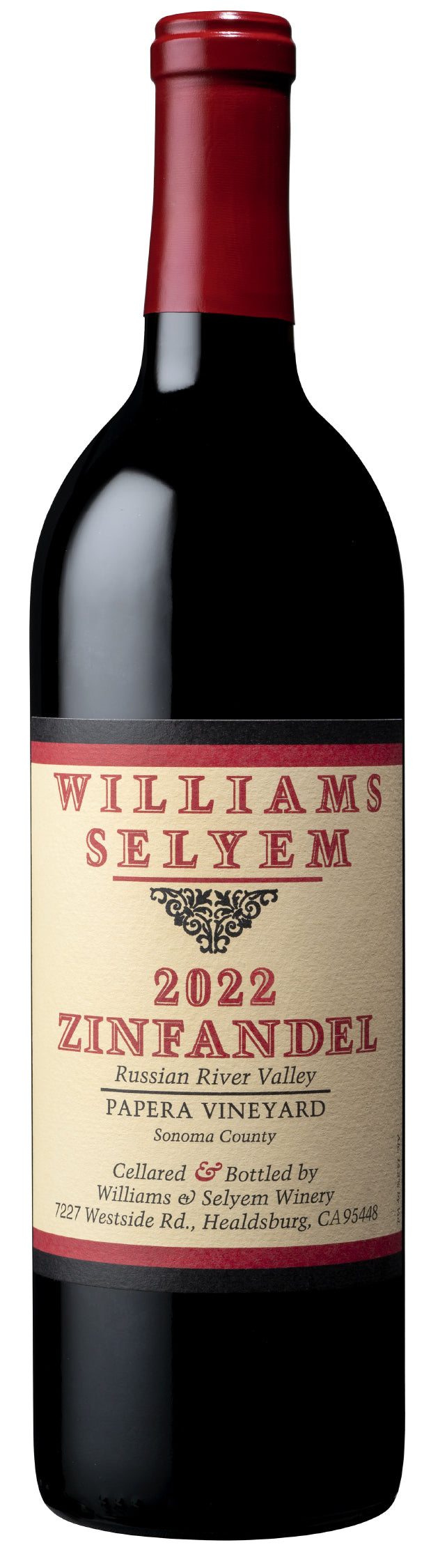 Williams Selyem Papera Vineyard Zinfandel 2022  Front Bottle Shot