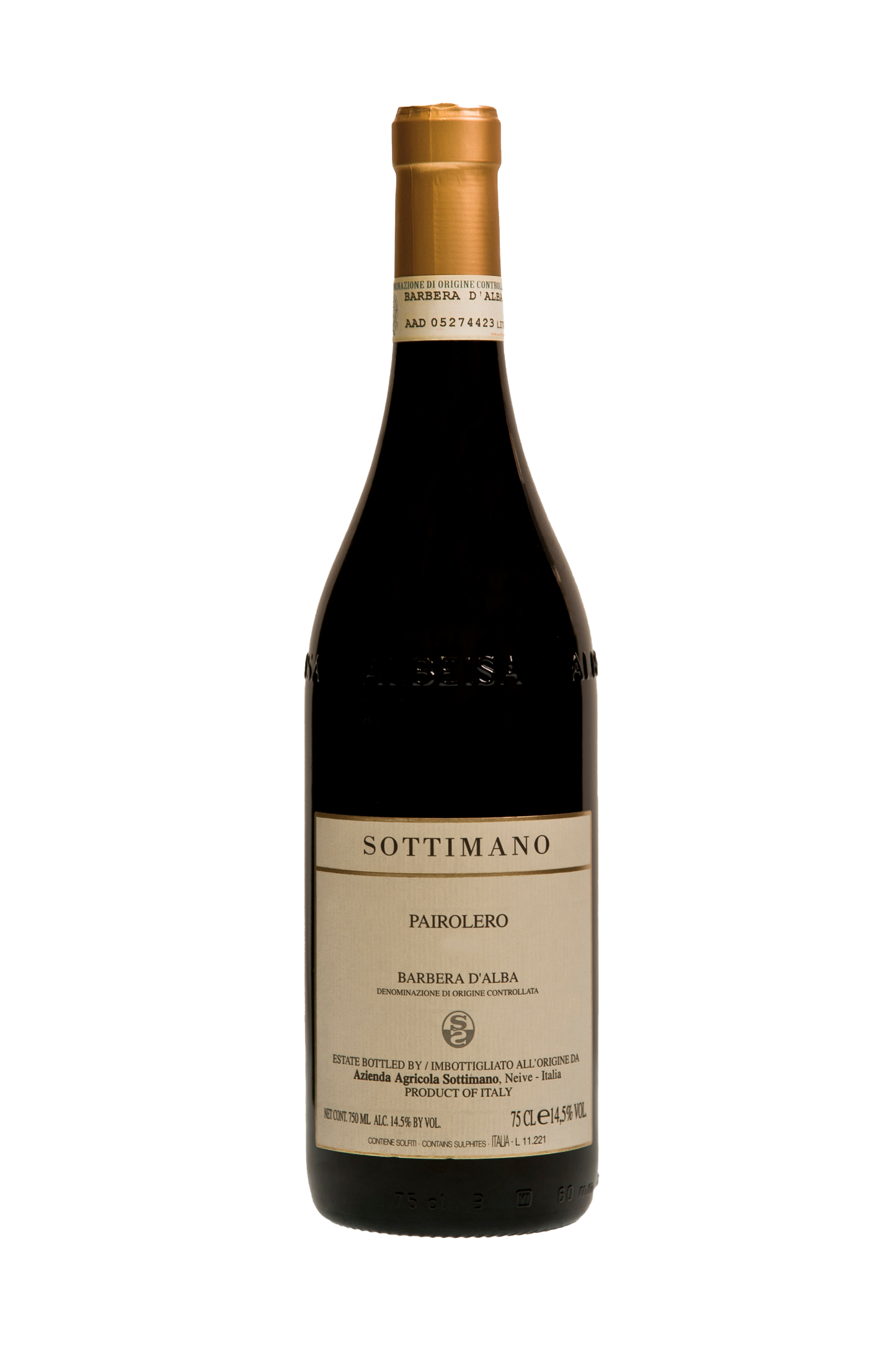 Sottimano Barbera d'Alba Pairolero 2022  Front Bottle Shot