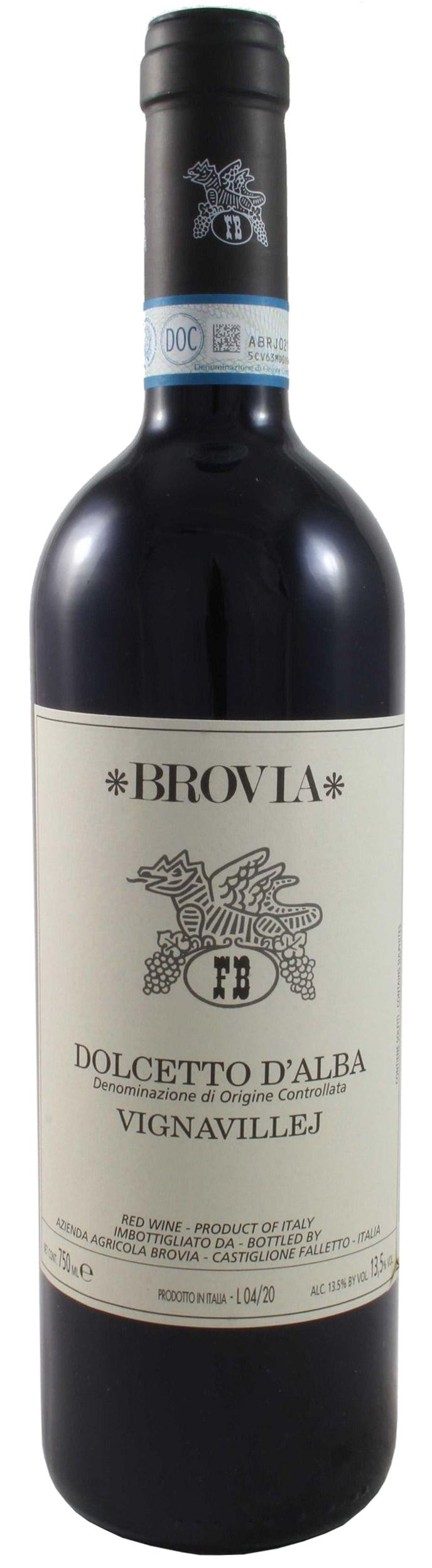 Brovia Dolcetto d'Alba Vignavillej 2021  Front Bottle Shot