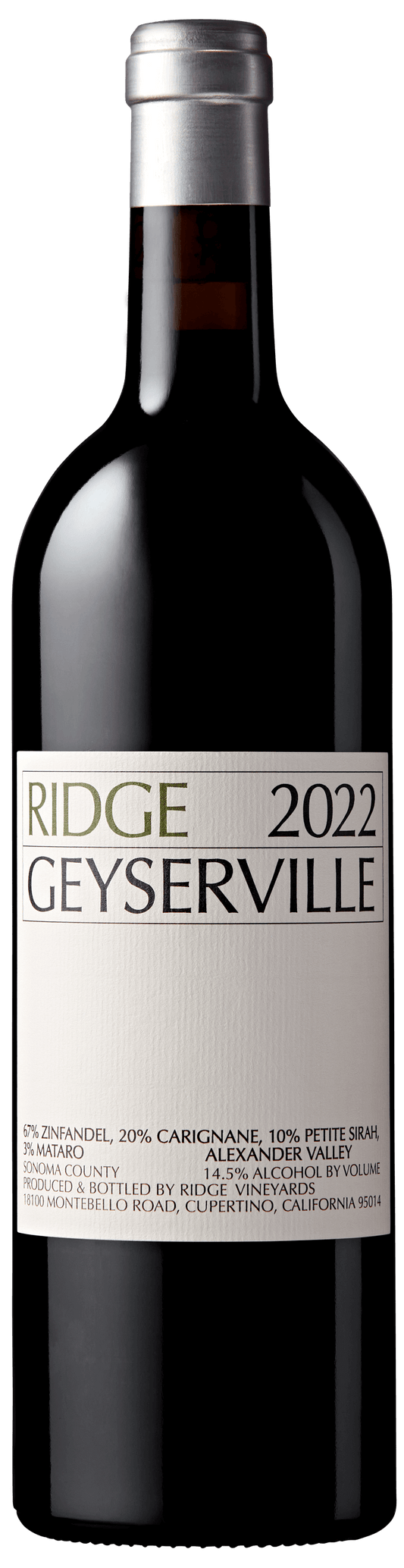 Ridge Geyserville 2022  Front Bottle Shot