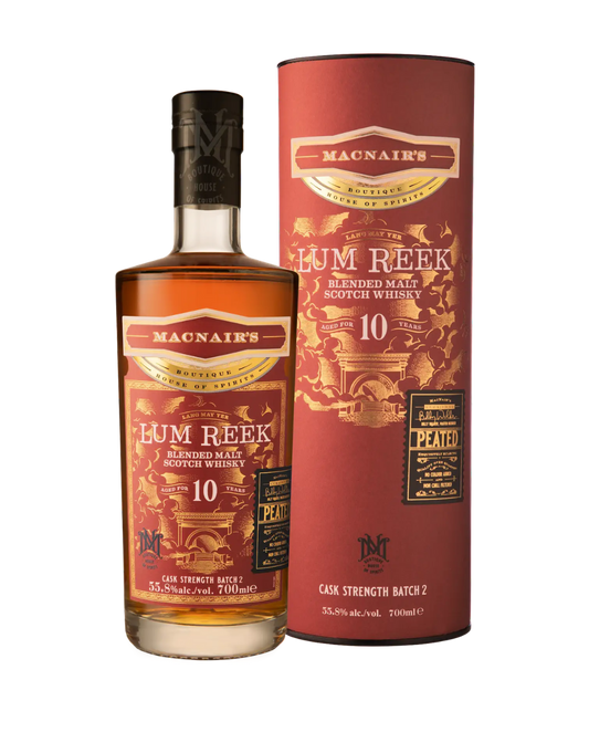 MACNAIR'S LUM REEK 10 YEAR OLD CASK STRENGTH PEATED BLENDED MALT 700 ML