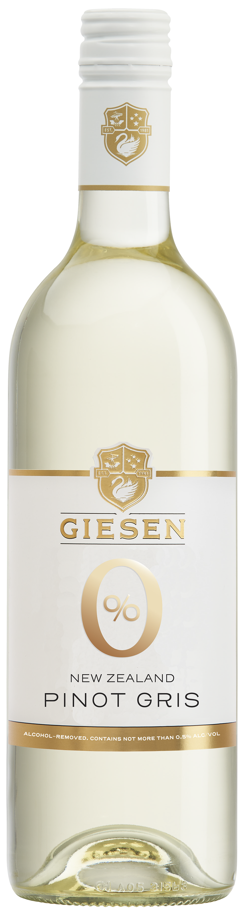 Giesen 0% Pinot Gris (Non-Alcoholic)  Front Bottle Shot