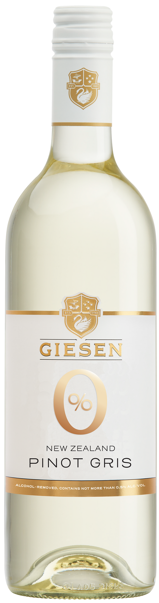 Giesen 0% Pinot Gris (Non-Alcoholic)  Front Bottle Shot