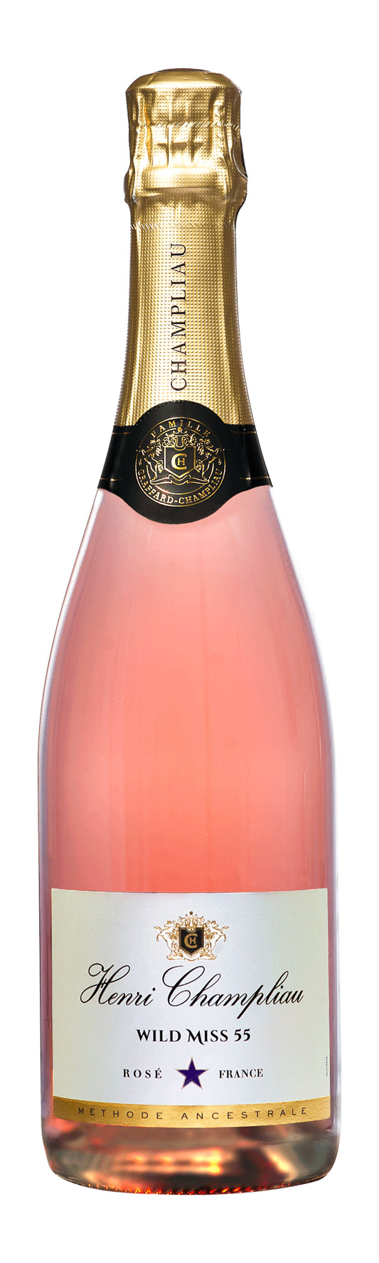 Henri Champliau Wild Miss Methode Ancestrale Rose Demi Sec  Front Bottle Shot