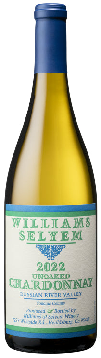 Williams Selyem Unoaked Chardonnay 2022  Front Bottle Shot