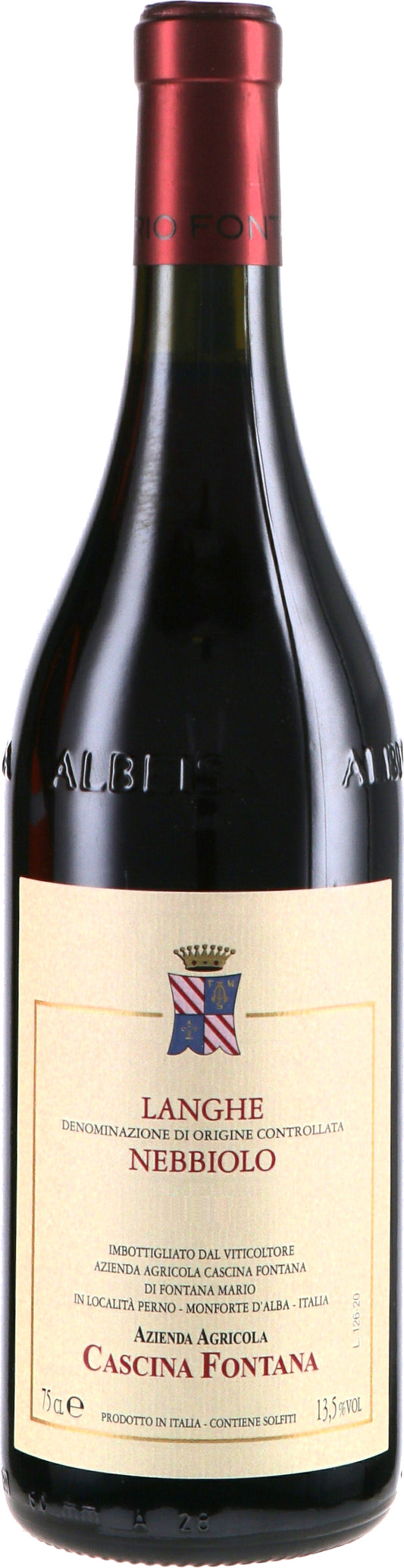 Cascina Fontana Langhe Nebbiolo 2022  Front Bottle Shot