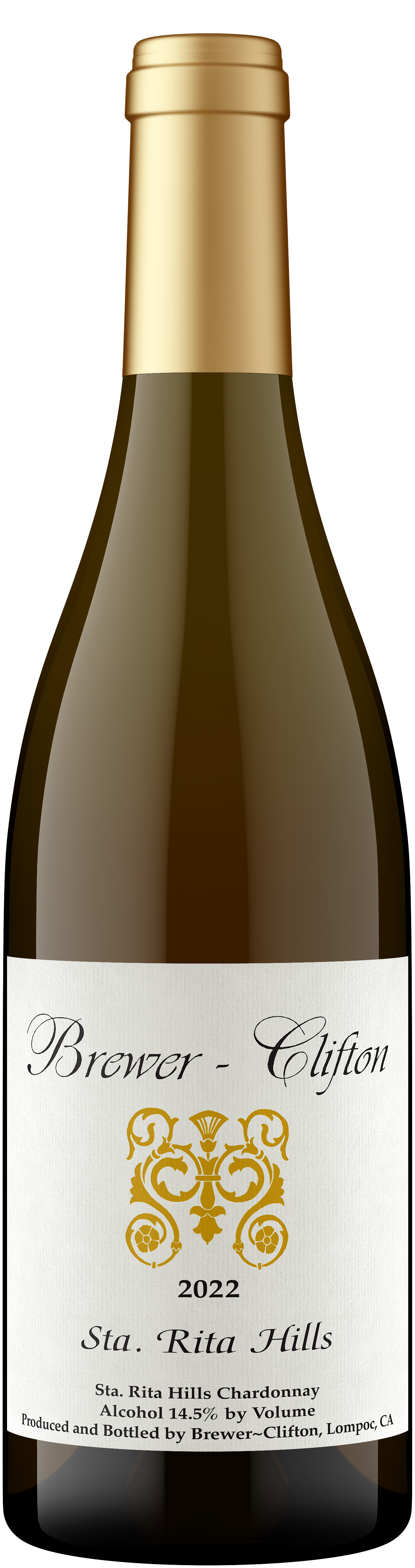 Brewer-Clifton Sta. Rita Hills Chardonnay 2022  Front Bottle Shot