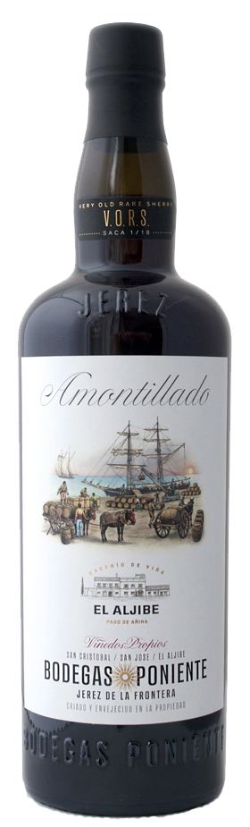 Bodegas Poniente Amontillado Sherry VORS  Front Bottle Shot