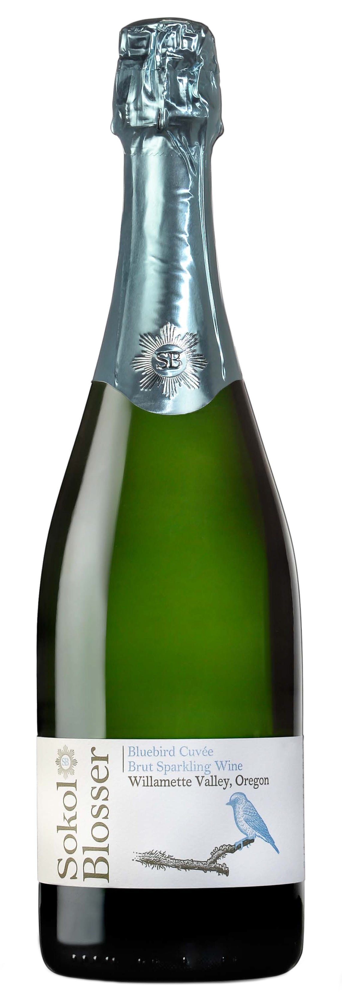 Sokol Blosser Bluebird Cuvee Sparkling 2021  Front Bottle Shot