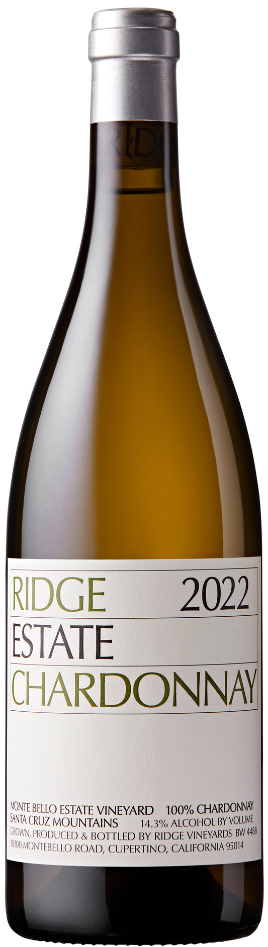 Ridge Estate Chardonnay 2022  Front Bottle Shot