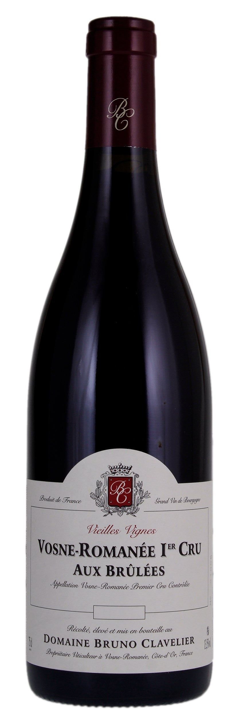 Domaine Bruno Clavelier Vosne-Romanee Aux Brulees Premier Cru 2022  Front Bottle Shot