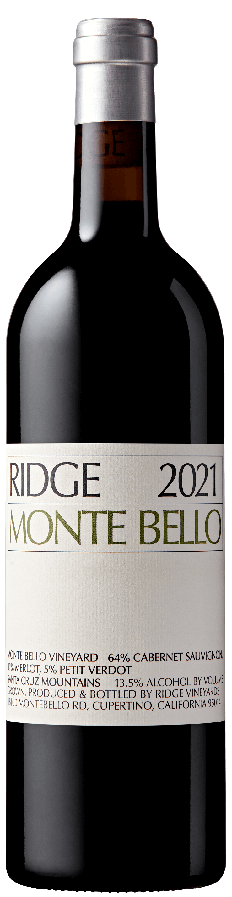 Ridge Monte Bello 2021  Front Bottle Shot
