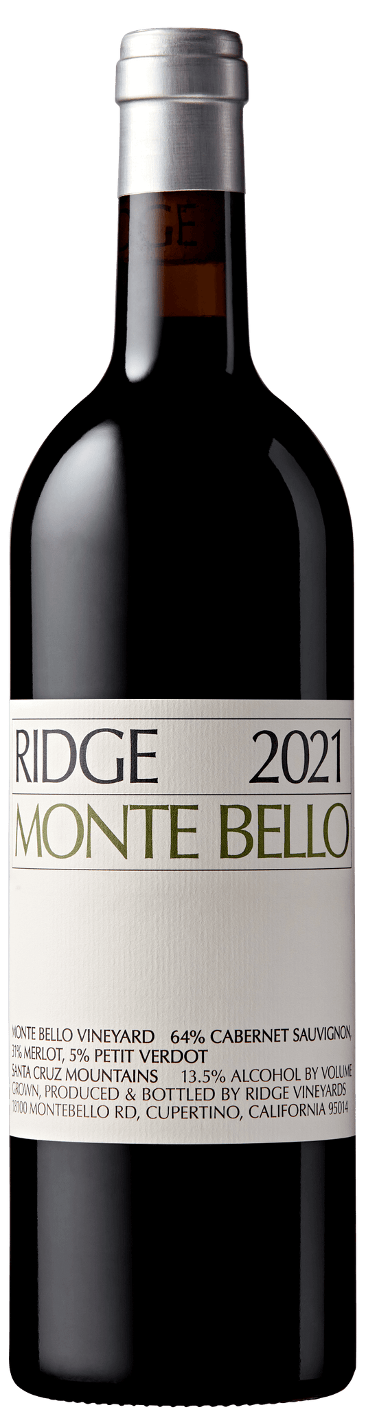 Ridge Monte Bello 2021  Front Bottle Shot