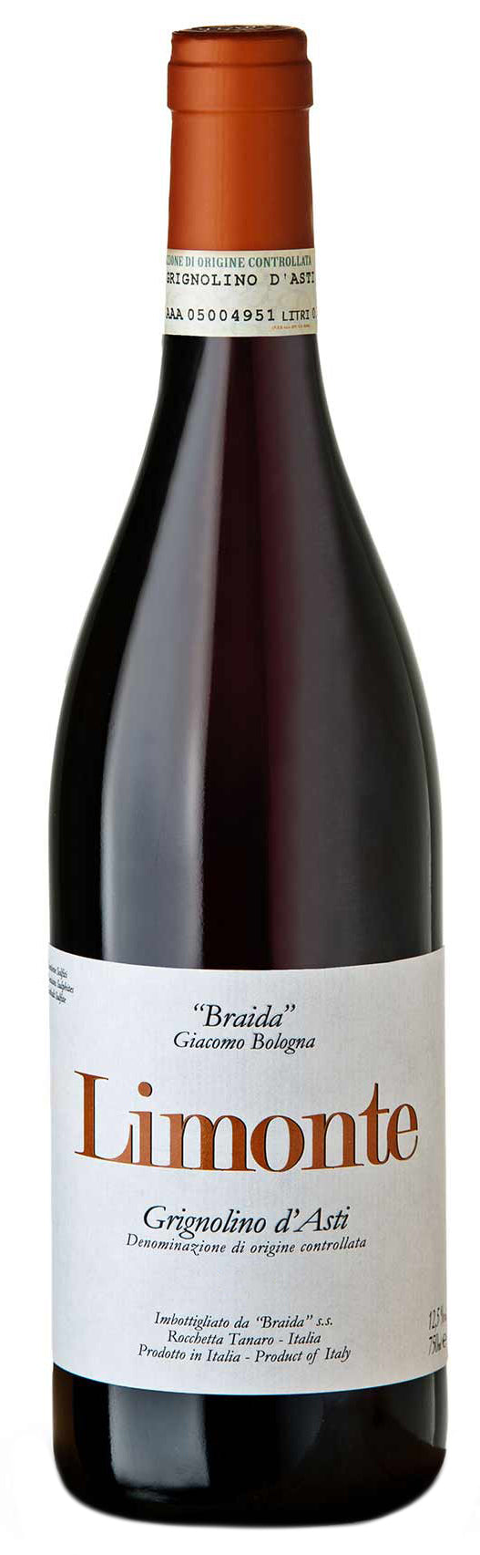 Braida Limonte Grignolino d'Asti 2022  Front Bottle Shot