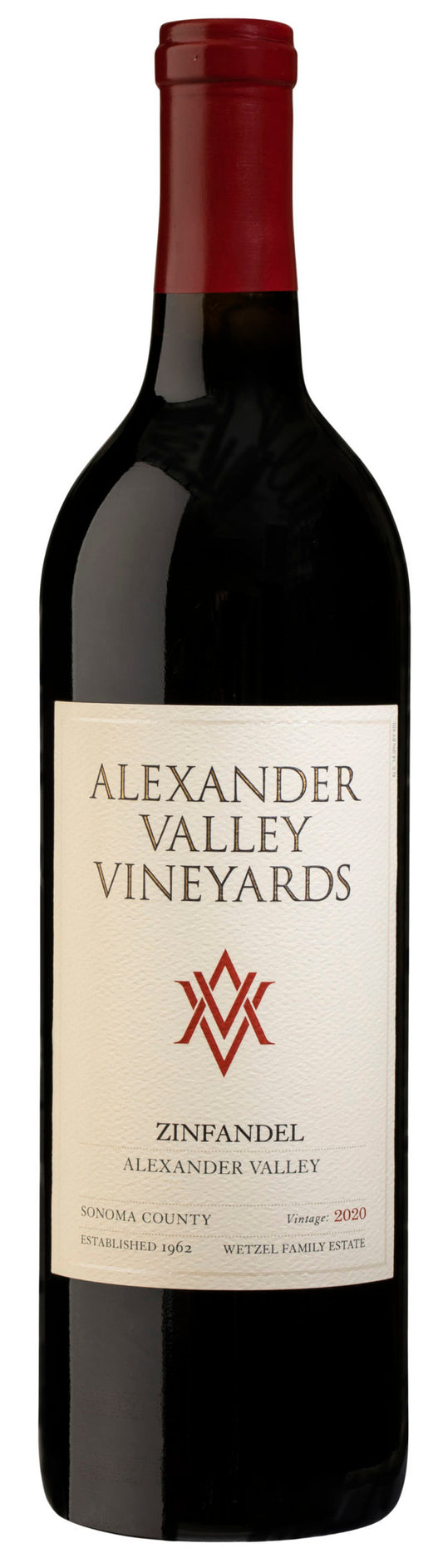 Alexander Valley Vineyards Zinfandel 2020  Front Bottle Shot