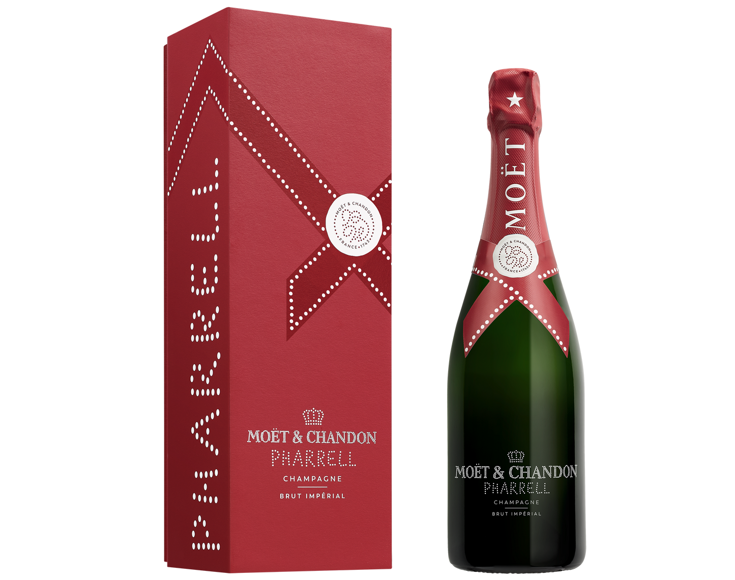 Moet & Chandon Imperial Brut Pharrell Williams Special Edition (Red) with Gift Box  Front Bottle Shot