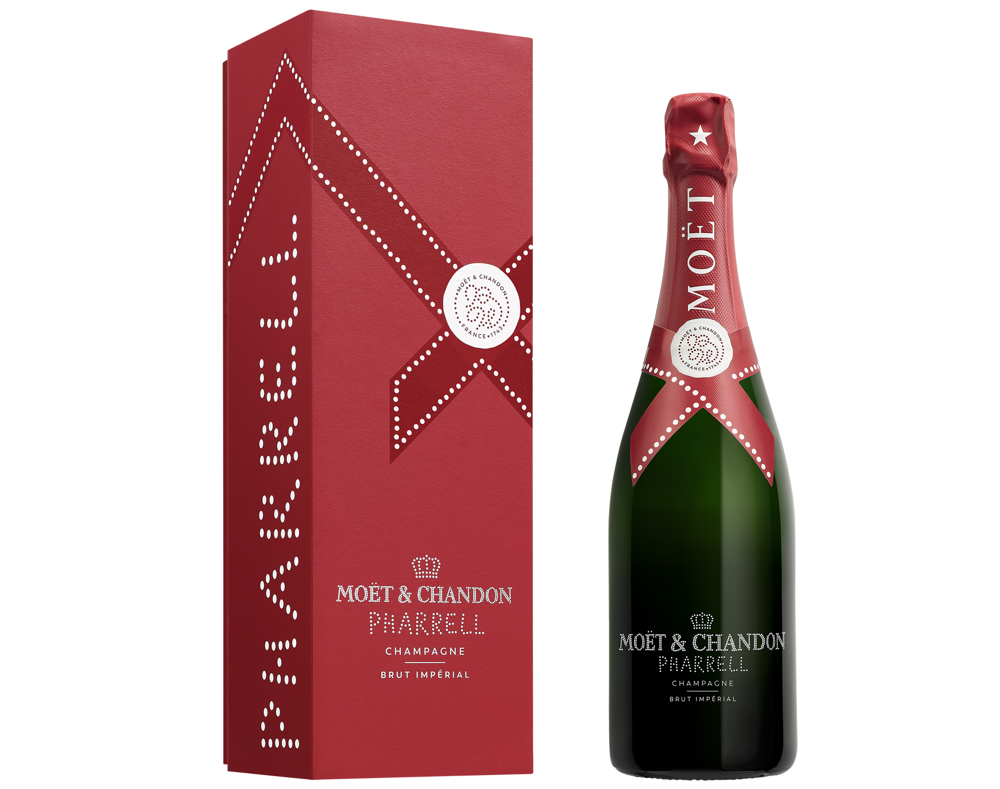 Moet & Chandon Imperial Brut Pharrell Williams Special Edition (Red) with Gift Box  Front Bottle Shot