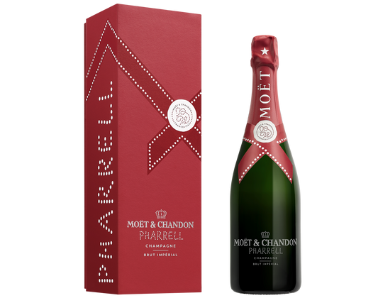 Moet & Chandon Imperial Brut Pharrell Williams Special Edition (Red) with Gift Box  Front Bottle Shot