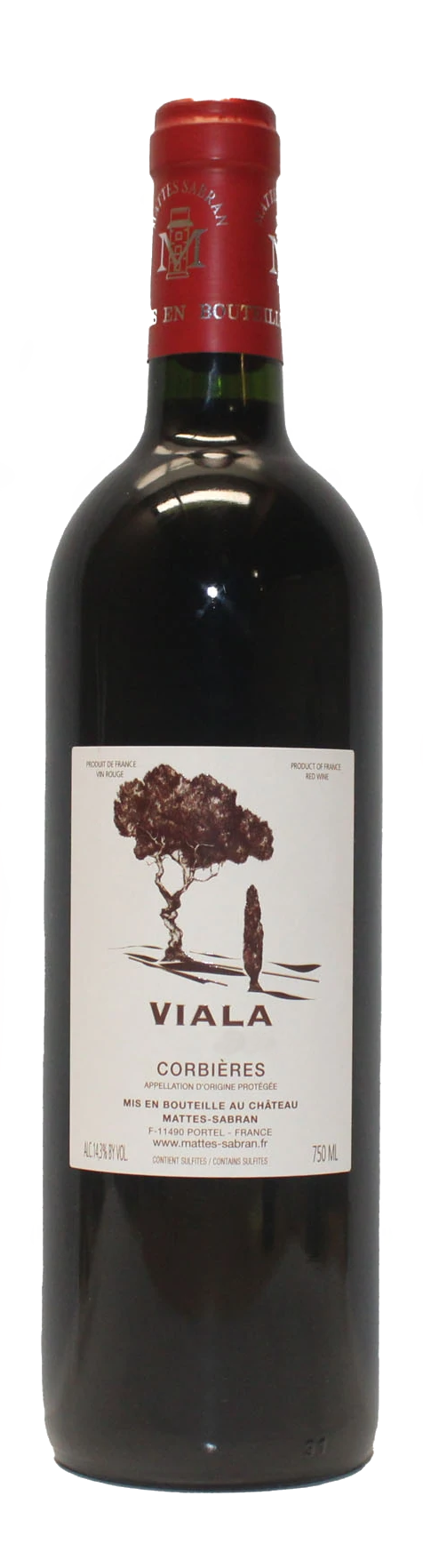 Chateau De Mattes Sabran Corbieres Le Viala 2022  Front Bottle Shot