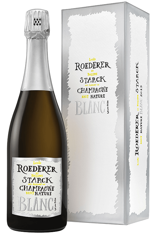 Louis Roederer Brut Nature Philippe Starck Label with Gift Box 2015  Front Bottle Shot