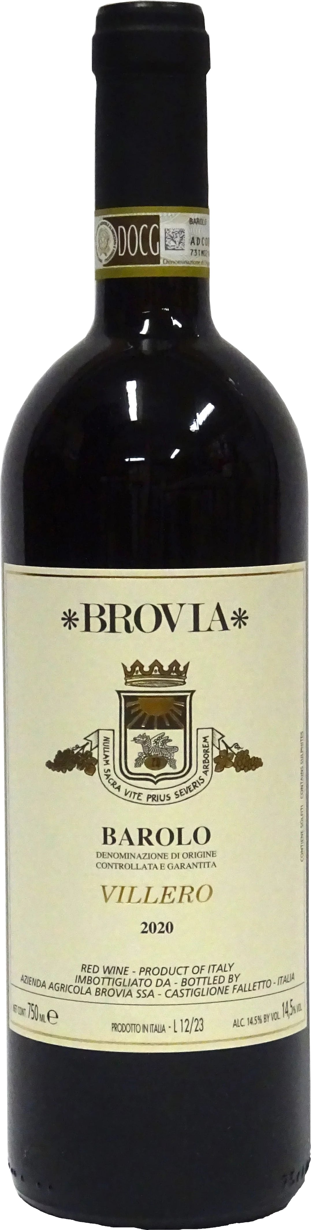 Brovia Barolo Villero 2020  Front Bottle Shot