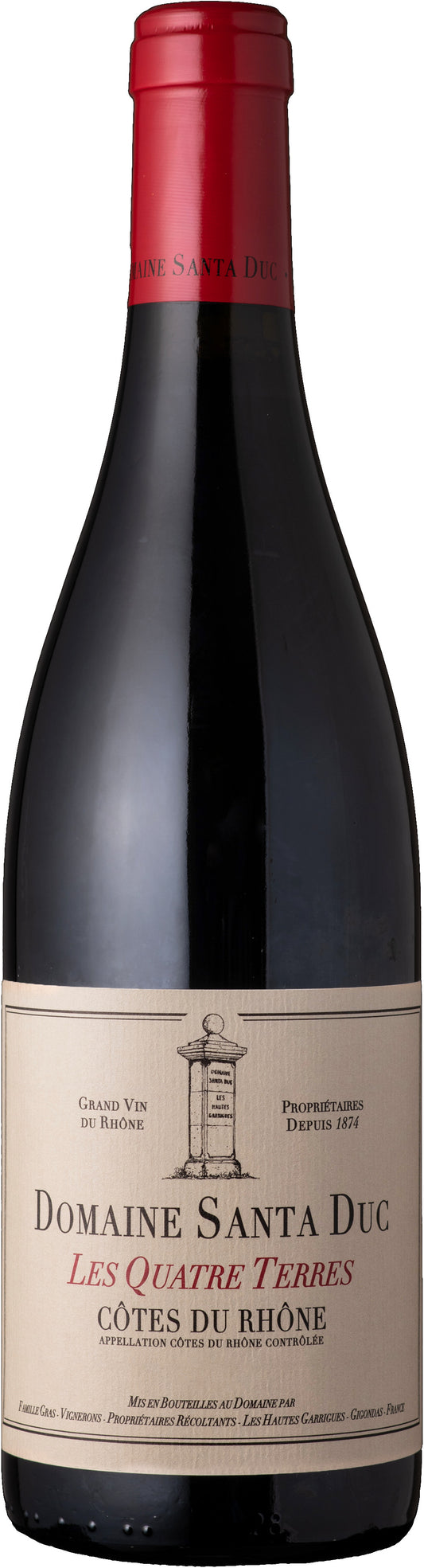 Domaine Santa Duc Cotes du Rhone Les Quatre Terres 2022  Front Bottle Shot