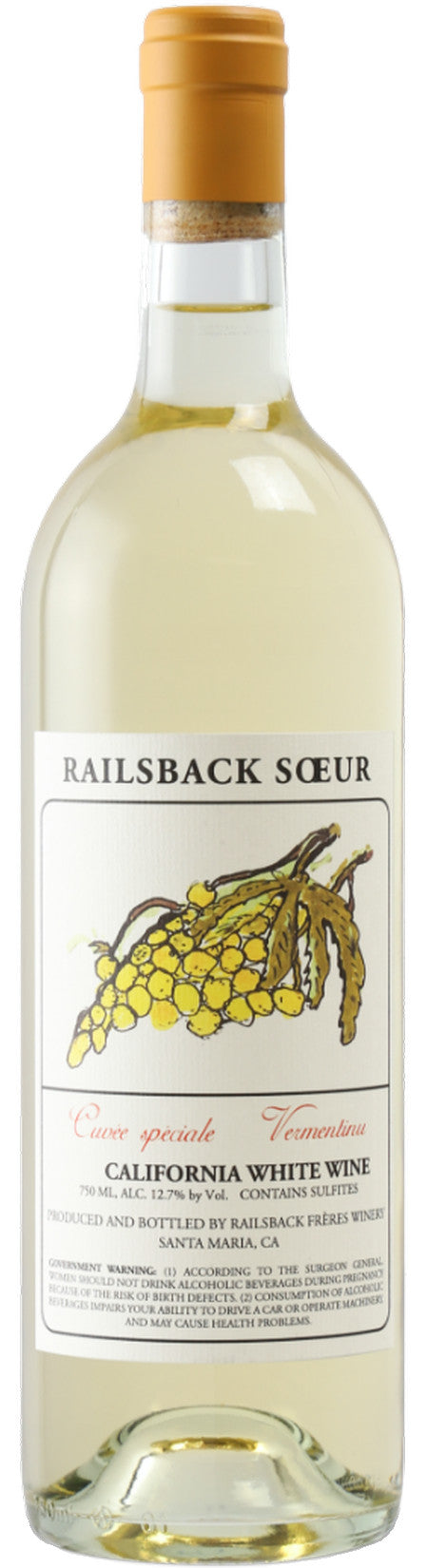 Railsback Freres Cuvee Speciale Vermentinu 2022  Front Bottle Shot