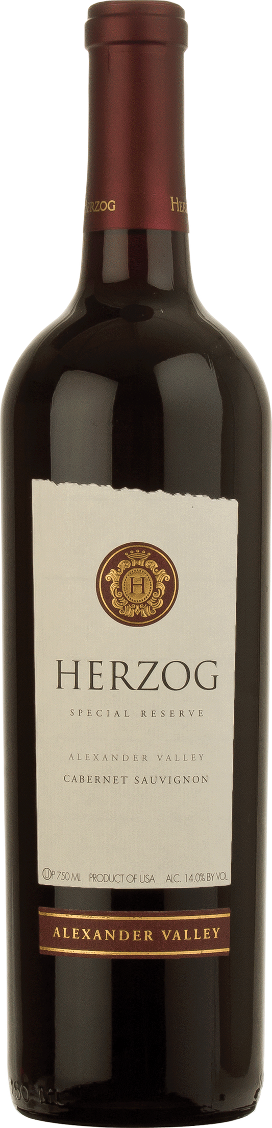 Baron Herzog Alexander Valley Special Reserve Cabernet Sauvignon (OU Kosher) 2021  Front Bottle Shot