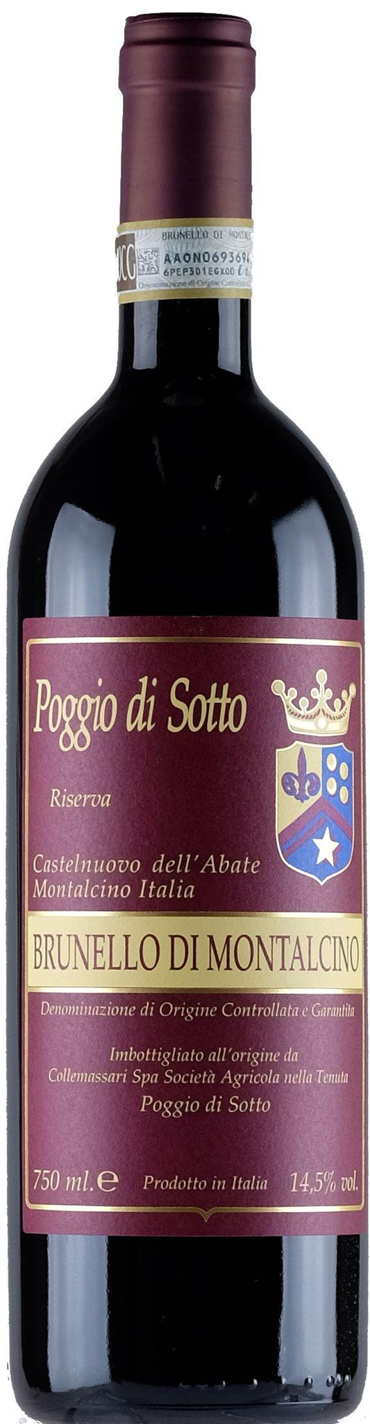 Poggio di Sotto Brunello di Montalcino Riserva 2018  Front Bottle Shot