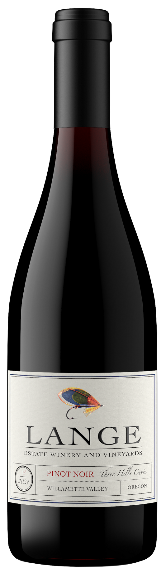 Lange Winery Three Hills Cuvee Pinot Noir 2021  Front Bottle Shot