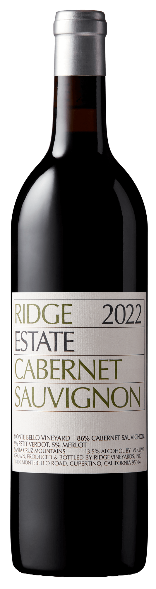 Ridge Estate Cabernet Sauvignon 2022  Front Bottle Shot
