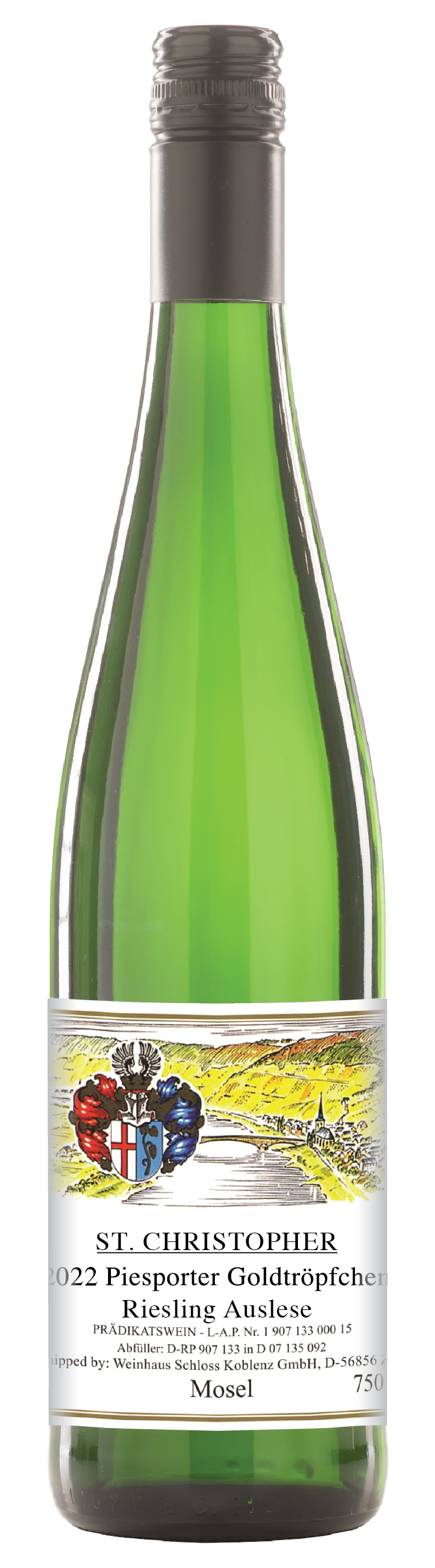 St. Christopher Piesporter Goldtropfchen Riesling Auslese 2022  Front Bottle Shot