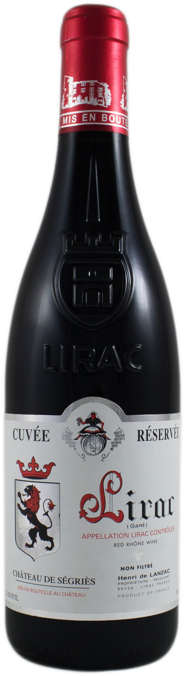 Chateau de Segries Lirac Cuvee Reservee 2022  Front Bottle Shot