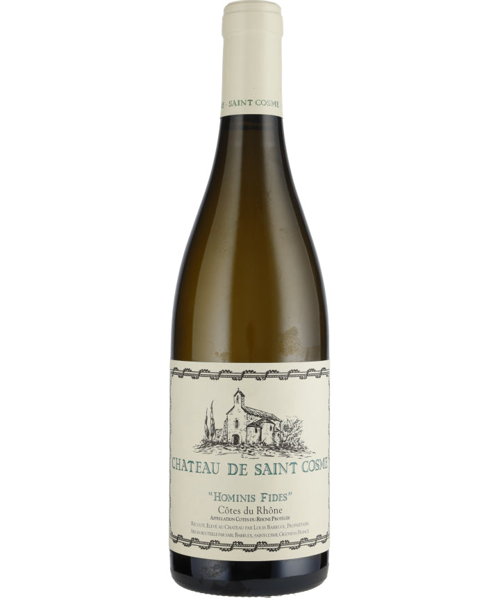 Chateau de Saint Cosme Cotes du Rhone Hominis Fides Blanc 2022  Front Bottle Shot