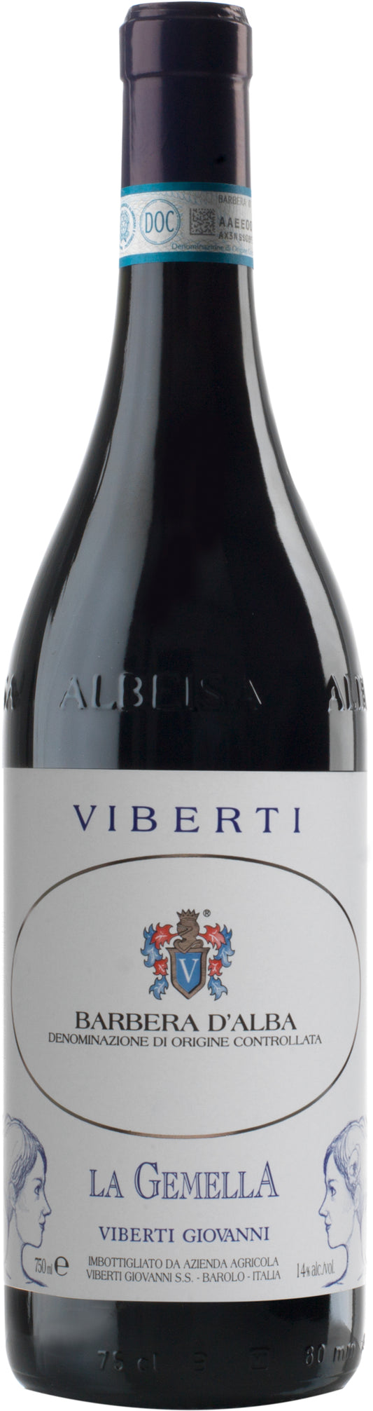 Viberti La Gemella Barbera d'Alba 2022  Front Bottle Shot
