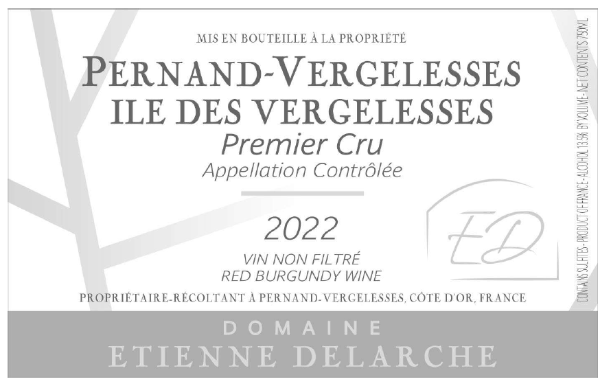 Domaine Marius Delarche Pernand Vergelesses Premier Cru Ile de Vergelesses 2022