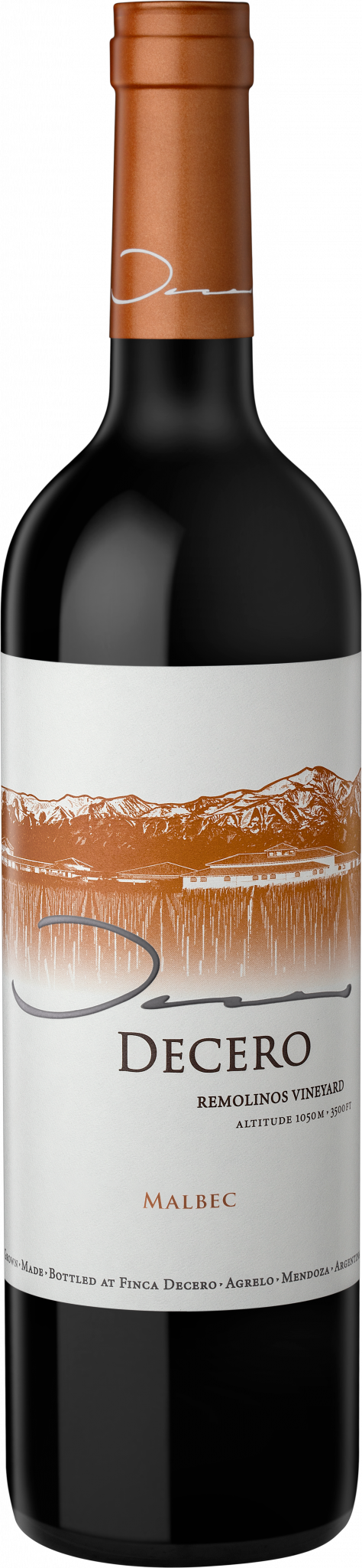 Finca Decero Remolinos Vineyard Malbec 2019  Front Bottle Shot