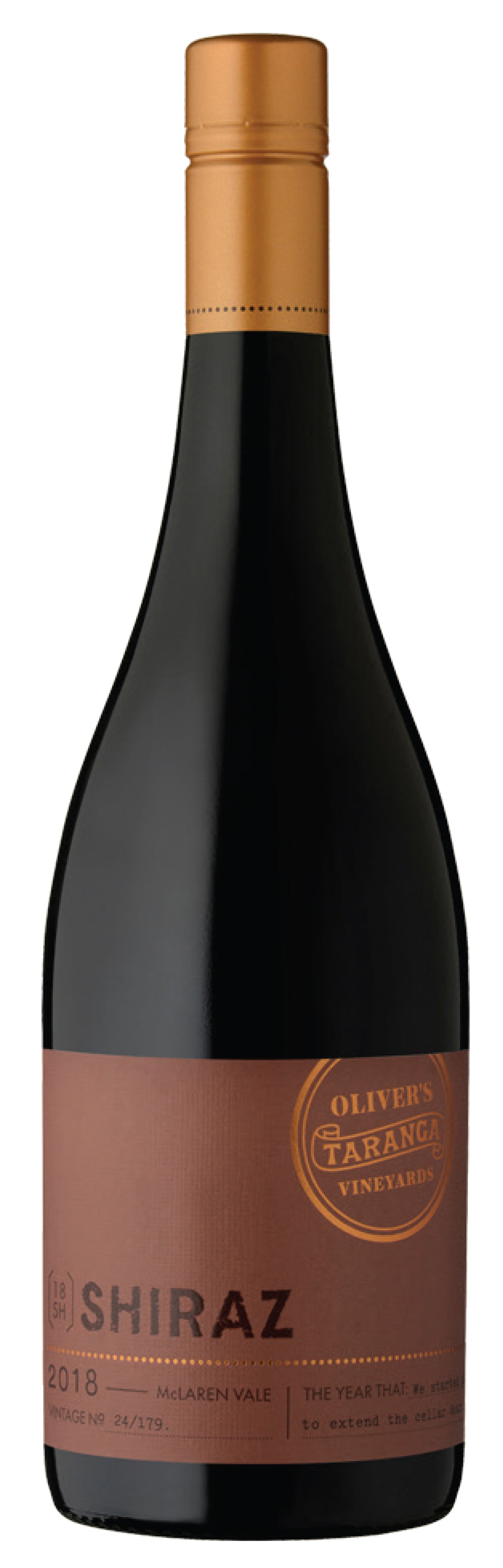 Oliver's Taranga Vineyards Shiraz 2018  Front Bottle Shot