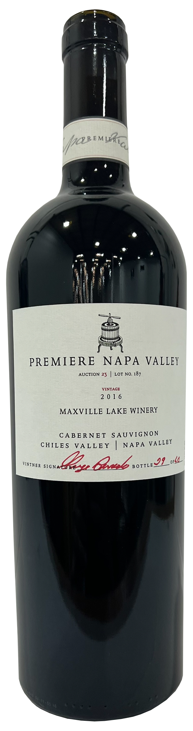 Maxville Cabernet Sauvignon (Premiere Napa Auction) 2016  Front Bottle Shot