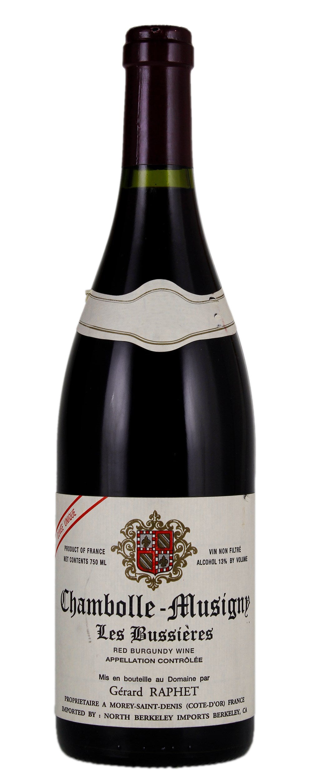 Domaine Gerard Raphet Chambolle-Musigny Les Bussieres 2022  Front Bottle Shot