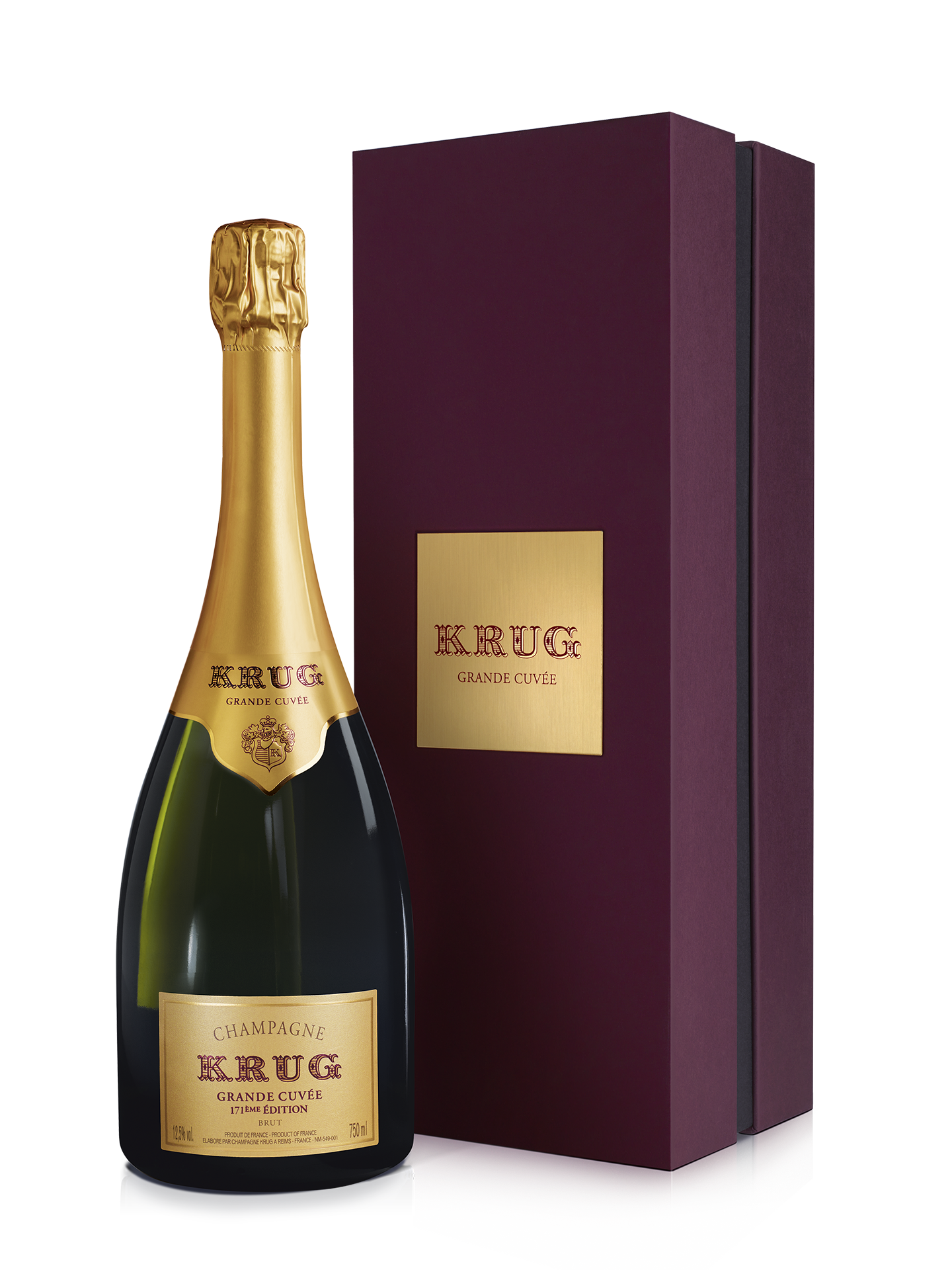 Krug Grande Cuvee Brut (171st Edition) with Gift Box  Front Bottle Shot